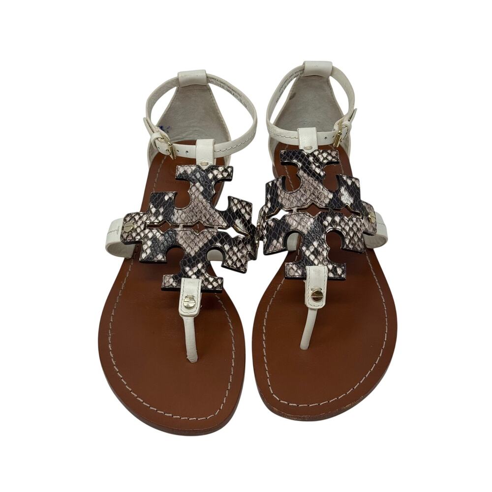 Tory Burch Phoebe Snakeskin Print Thong Sandals Quiet Luxury Size 11